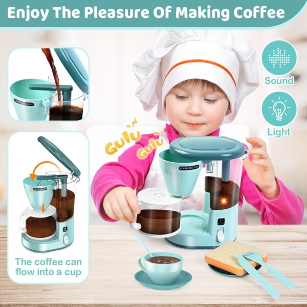 Shemira Pretend Play Kitchen Appliances Toy Sets with Coffee Maker, Blender, Mixer, Toaster, Kids Kitchen Playset with Light&Sound, Kids Kitchen Accessories, Toys for 3 4 5 6 7 8 Year Old Girls Gifts - Image 5