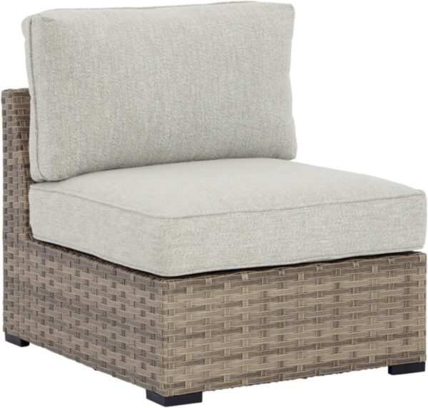 Signature Design Ashley Outdoor Calworth Resin Wicker Patio Armless Chair, 2 Count, Beige - Image 4