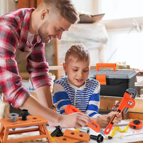 Kids Tool Set – Zealous 48 pcs Toddler Tool Set with Tool Box & Electronic Toy Drill, Pretend Play Kids Toys, Toy Construction Tools for Kids Ages 3,4,5,6,7,8 Years Old (A-Orange) - Image 7