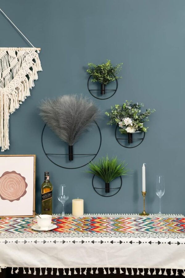 Pretty Jolly Boho Wall Decor, Wall-Mounted Metal Wall Decor, Hanging Artificial Pampas Display, Wall Art Living Room, Bedroom, Bathroom, Dining room, Plant Wall Decor 2 Pack Black - Image 7