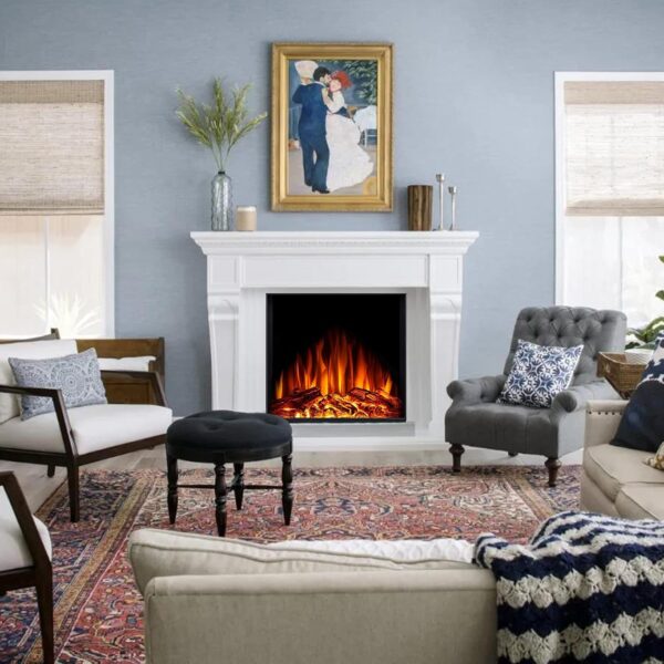 R.W.FLAME 34" Electric Fireplace Insert Adjustable Flame Colors, Log Colors, Flame Speed and Brightness, Remote Control, 750W/1500W(34"x26") - Image 5