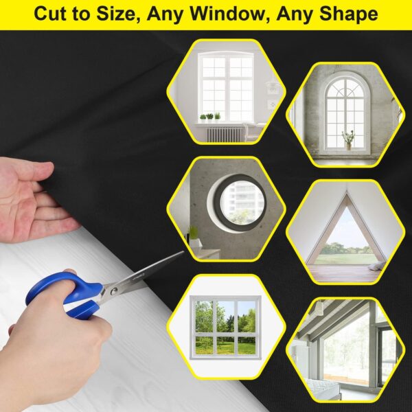 100% Blackout Curtains for Bedroom 118" x 57" Portable Blackout Shades Film No Drill Travel Blackout Blinds Sunblock Window Cover Black Out Curtains for Nursery Dorm Room Windows - Image 5