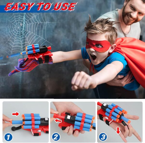 Web Shooters Toy for Kids 2 Pack, Toy for 3 4 5 6 7 8 Year Old Boy, Web Slinger Boy Toys with Spider Glove Launcher, Toys for Boys 4-6, Birthday Gifts for Boys 6-8 - Image 4