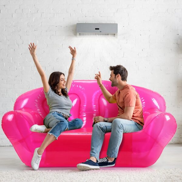 Kigley Transparent Inflatable Sofa Seat Blow up Chair Yard Portable Inflatable Couch Air Couch Patio Blow up Furniture for Camping Outdoor Beach Room Adult Teen (Pink,70.86 * 35.43 * 37.4inch) - Image 6