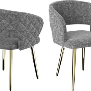 Ottomanson Dining Chair, Set of 2, Palermos Gray with Gold Legs
