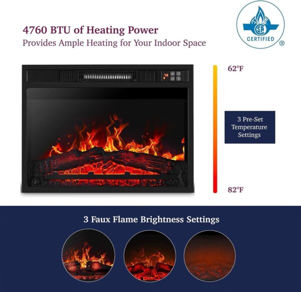 Naice 70" Electric Fireplace with Mantel and Cabinets, Fireplace TV Stand for Living Room Bedroom, Stacked Stone Surround and Remote Control 3D Realistic Flame, White - Image 4