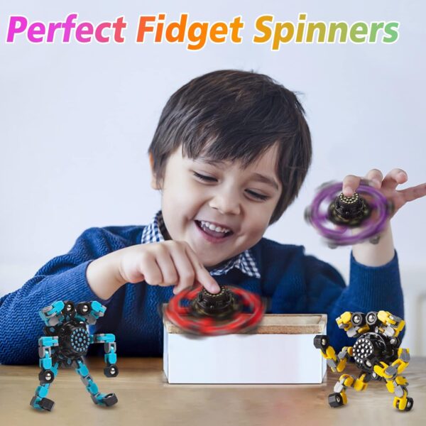 Transformable Fidget Spinners 4 Pcs for Kids and Adults Stress Relief Sensory Toys for Boys and Girls Fingertip Gyros for ADHD Autism for Kids Gifts (Fidget Toy 4pc) - Image 2