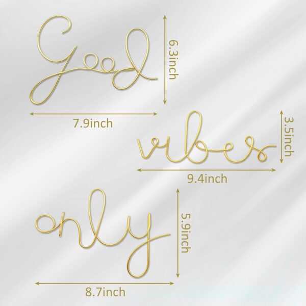 Ecqizer Good Vibes Only Signs Wall Decor Metal Wire Letters Wall Decor Metal Wire Art Decor Inspirational Wall Decoration for Home Room Office Wall (Gold) - Image 2