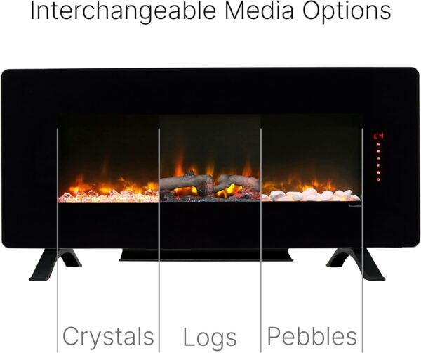 Dimplex Winslow Wall Mounted Electric Fireplace, 42" Inch, Black, 1400W - Modern Wall Electric Fireplace with Heater, Multiple Media Options, Remote Control - Slim Fireplaces for Living Room, Bedroom - Image 3