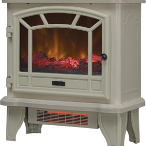Duraflame Electric Fireplace Stove 1500 Watt Infrared Heater with Flickering Flame Effects - Cream