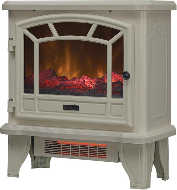 Duraflame Electric Fireplace Stove 1500 Watt Infrared Heater with Flickering Flame Effects - Cream