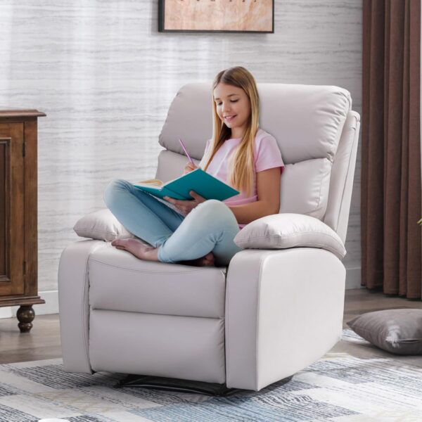 Manual Recliner Chairs for Adults, Lazy Boy Recliner Chair with Tech Cloth, Small Recliner Chair for Small Space, RV, Light Grey - Image 6