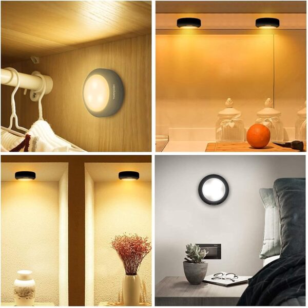 HOLKPOILOT Puck Lights with Remote Control, LED Under Cabinet/Under Counter Light Battery Operated, Closet Light Dimmable, Stick On Lights(6PACK) - Image 6