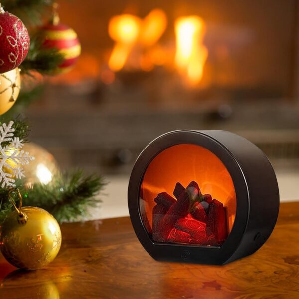 Mini Fireplace,Desktop Fireplace, Electric Fireplace Flameless Realistic LED Fireplace Lantern USB/Battery Powered Tabletop Electric Log Burner Effect Fire - Image 5