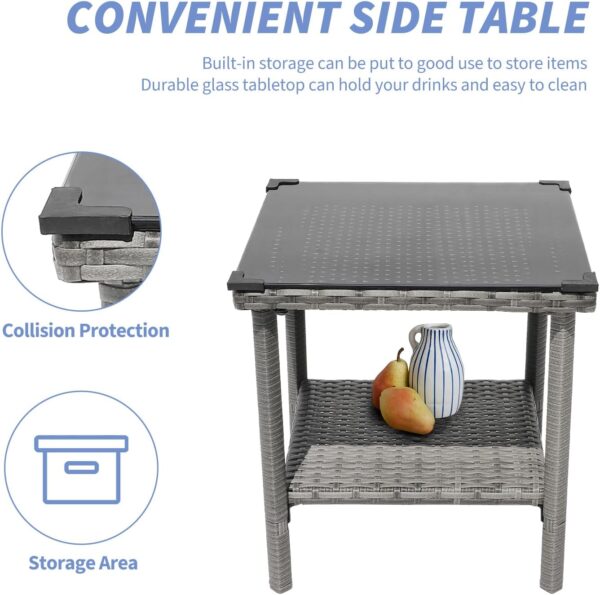 5 Piece Outdoor Patio Furniture Set with Table&Ottoman Outdoor Furniture Patio Set Bistro Wicker Patio Set of 2 Outside Lawn Chairs Conversation Sets for Porch Balcony Deck(Gray Wicker&Beige Cushion) - Image 5