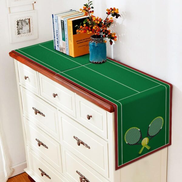Vohado Tennis Court Table Runner for Tennis Themed Birthday Party Decoration Dining Room Kitchen Home Decor (13" x 90") - Image 3