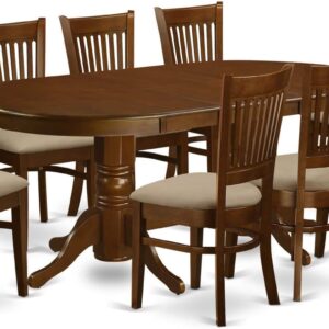 East West Furniture VANC9-ESP-C 9 Piece Modern Dining Table Set Includes an Oval Wooden Table with Butterfly Leaf and 8 Linen Fabric Upholstered Dining Chairs, 40x76 Inch, Espresso