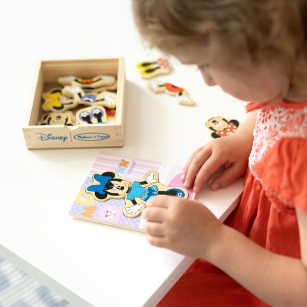Melissa & Doug Disney Minnie Mouse Mix and Match Dress-Up Wooden Play Set (18 pcs) - Minnie Mouse Toys For Disney Fans, Fashion Puzzle Travel Toys For Kids Ages 3+ - Image 2