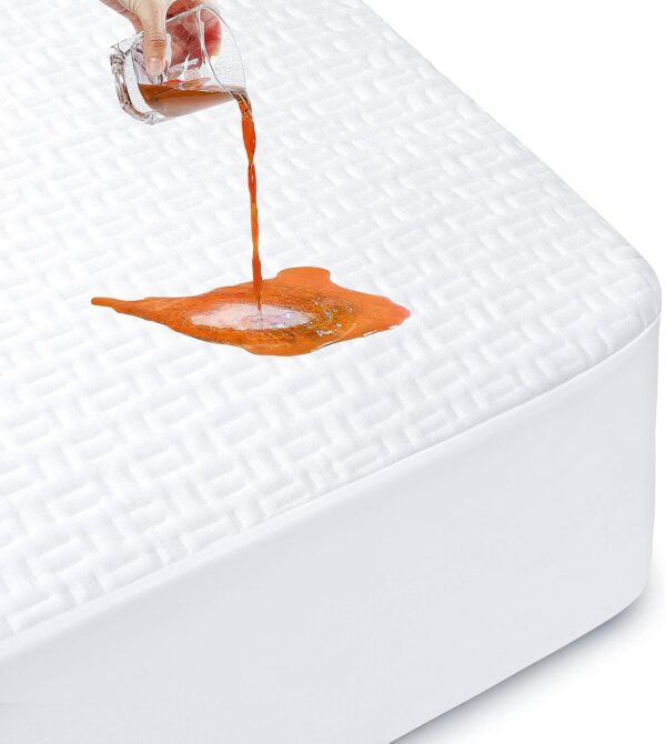 100% Waterproof Mattress Protector Queen, Breathable Cooling Bamboo Viscose 3D Air Fabric Mattress Cover, Soft Noiseless Bed Cover, Machine Washable, 8-21'' Deep Pocket