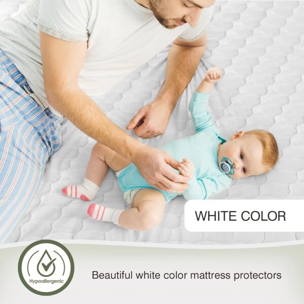 Whisper Organics, 100% Organic Cotton Mattress Pad - Breathable Cooling Quilted Fitted Mattress Protector Cover, Fair Trade, GOTS Certified - White Color, 17" Deep Pocket (Queen Bed Size) - Image 6