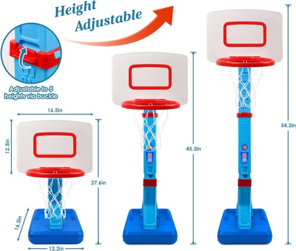 SUPER JOY Toddler Basketball Hoop Height Adjustable Kids Basketball Hoop for Indoor Outdoor Play Portable Basketball Goal Poolside Basketball Hoop for Swimming Pool Basketball Toy for Boys Girls - Image 2