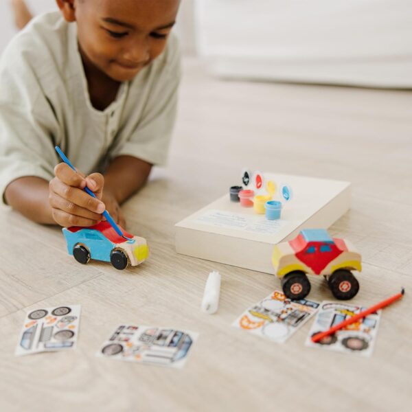 Melissa & Doug Decorate-Your-Own Wooden Craft Kits Set - Race Car and Monster Truck - Image 2