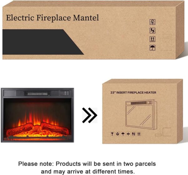 72" Electric Fireplace with Mantel, White TV Stand for TVs Up to 80 Inch, Farmhouse Entertainment Center with Storage for Bedroom,23'' Fireplace Insert Heater for Living Room - Image 7
