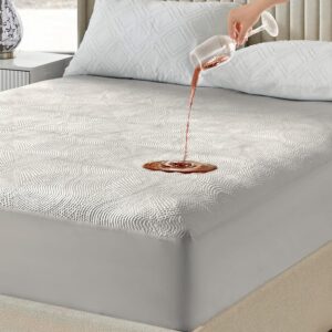 Tina's Home Waterproof Mattress Protector Full Size - Cooling Mattress Cover 3D Air Fabric Noiseless Bed Cover - Pad Protectors Fitted with Deep Pocket 8"- 21" Machine Washable,Light Grey
