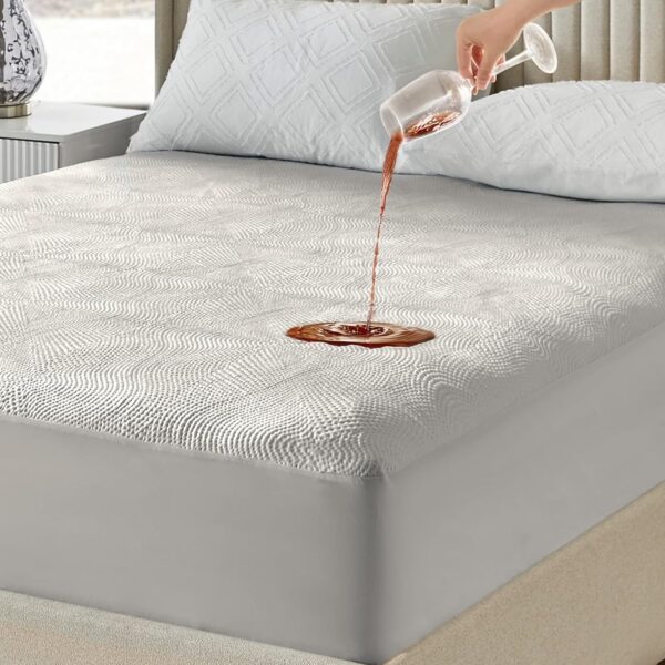 Tina's Home Waterproof Mattress Protector Full Size - Cooling Mattress Cover 3D Air Fabric Noiseless Bed Cover - Pad Protectors Fitted with Deep Pocket 8"- 21" Machine Washable,Light Grey