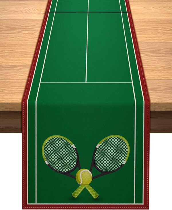 Vohado Tennis Court Table Runner for Tennis Themed Birthday Party Decoration Dining Room Kitchen Home Decor (13" x 90")