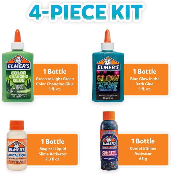 Elmer’s Glue Slime Kit, Dinosaur Night, Makes Color Changing and Glow in the Dark Slime, Includes Liquid Glue and Slime Activator, 4 Count - Image 2
