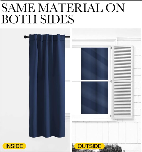 NICETOWN Vertical Blinds Window Curtain Panels - (Navy Color) 70 by 84 inches, Set of 2 Panels, Energy Saving Blackout Curtains for Hall Room - Image 6