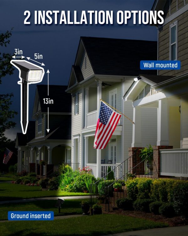 Solar Spot Lights Outdoor Waterproof 6 Pack IP65, 63 LED 3 Lighting Modes Spotlights for Yard Garden House Garage Pathway - Image 3