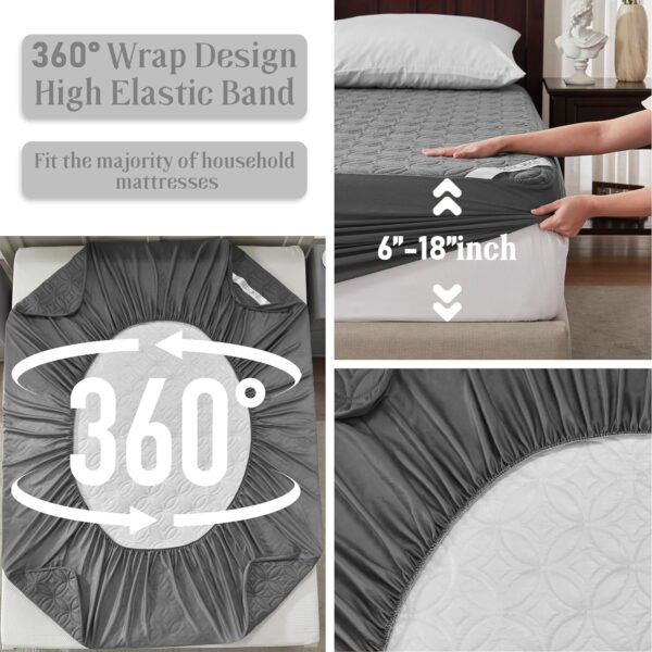 BEDLORE Waterproof Mattress Protector, Queen Size Mattress Pad Noiseless with Deep Pocket 6"-18" Depth, Soft Breathable Dirt-Proof Bed Mattress Cover Washable for Home, Bedroom, Hotel (Gray) - Image 4