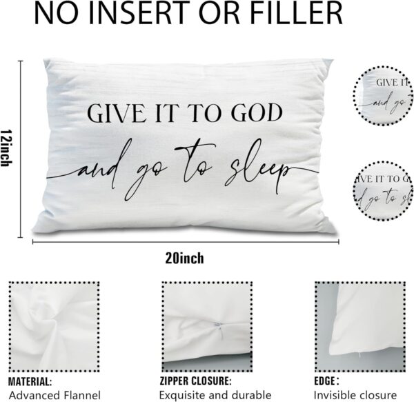 Knibeo Give It to God and Go to Sleep, Decorative Pillows Covers for Bed, Throw Pillows Cover for Bed,12x20 Pillow Cover,Decorative Bed Pillows for Bedroom Room(12x20, White) - Image 3