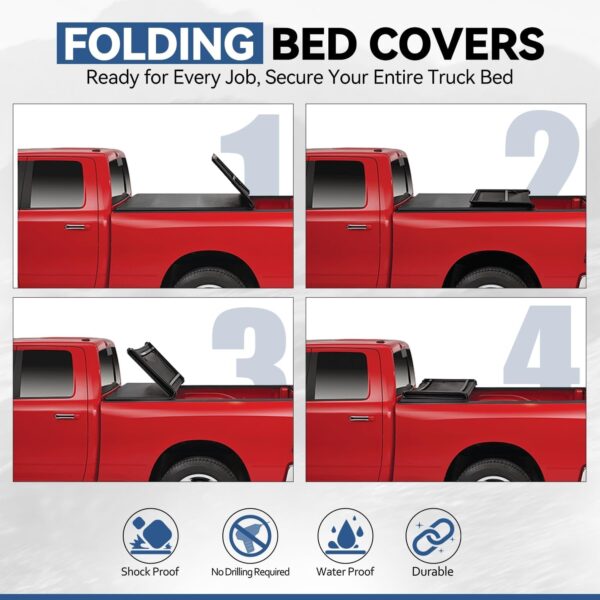 Auto Dynasty Roll-up Truck Bed Tonneau Cover Compatible with Ford F100 F150 F250 F350 6.5Ft Fleetside/Styleside Bed 1973-1998, Matte Black Vinyl Soft Top - Image 3