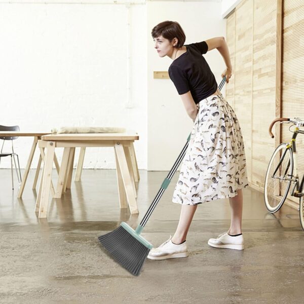 kelamayi Upgrade Broom and Dustpan Set, Large Size and Stiff Broom Dust pan with Long Handle, Upright,Ideal for Indoor Outdoor Garage Kitchen Room Office Lobby Use (Green) - Image 5