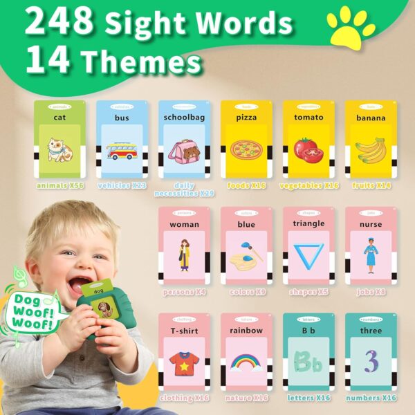 Toddler Toys Talking Flash Cards for 1 2 3 4 5 6 Year Old Boys and Girls, Autism Sensory Toys for Autistic Children, Learning Educational Montessori Speech Therapy 248 Sight Words Kids Gifts - Image 3