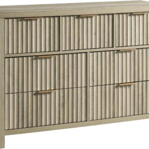 Oxford 7 Drawer Dresser Fluted 7 Drawers Dresser for Bedroom, Modern Wood Dressers & Chests of Drawers, 47''Wide Bedroom Dresser Storage TV Stand for Closet, Bedroom(Sunwashed Ash Oak)