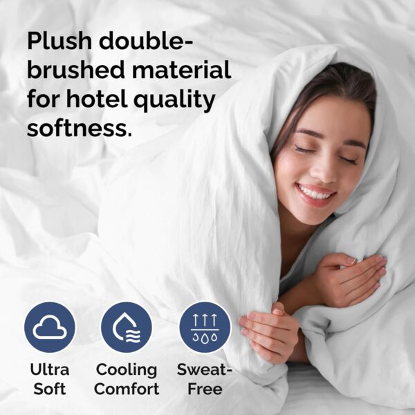 Duvet Cover Queen Size Set - Extra Soft Queen Size Duvet Cover - 90" x 90" Queen Duvet Cover w/ 2 Pillow Shams - Hotel Luxury, Easy Care & Fade Free - Comforter Cover w/ Zipper Closures & Ties (White) - Image 3
