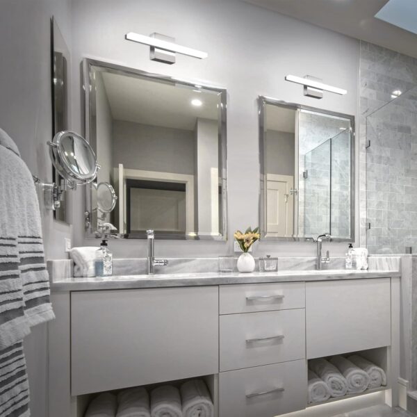 Combuh Modern Bathroom Light Fixtures Over Mirror 16 Inch IP44 9W Chrome Bathroom Vanity Light Bar for Bathroom Wall Sconce Cool White 6000K - Image 7