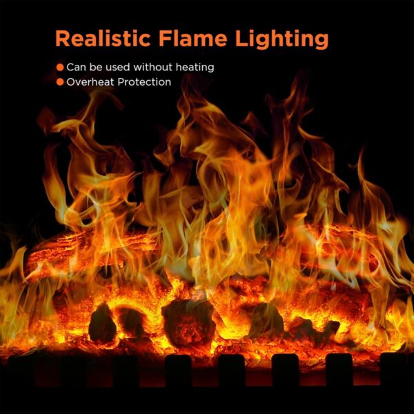 COWSAR Electric Fireplace Stove, Freestanding Fireplace Heater with Realistic Flame, 1000/1500W Fireplace Heater, Overheating Safety Device, Thermostat, Adjustable Flame Brightness - Image 2