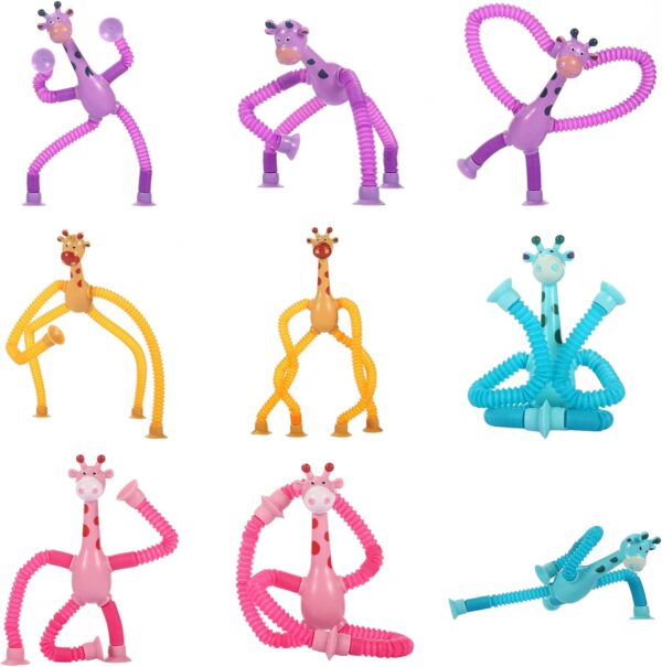 4 Pack Telescopic Suction Cup Giraffe Toy, Sensory Tubes for Toddler, Fidget Toys for 3 4 5 6 7 8 Year Old Boys Girls, Toddler Travel Toys,Christmas Stocking Stuffers for Kids - Image 2