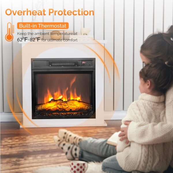 ROVSUN 18" Electric Fireplace Inserts with APP & Remote Control, 1400W Recessed Stove Heater with 8H Timer, 6 Flame Colors, 5 Brightness for Indoor Use, ETL - Image 5