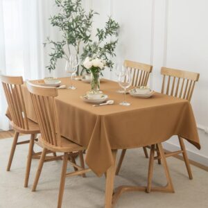 maxmill Textured Tablecloth Stain Resistant Waterproof and Wrinkle Resistant Washable Table Cloth for Dining Room Decoration Fall Harvest Thanksgiving Parties, Rectangle 60 x 120 Inch, Amber Bronze