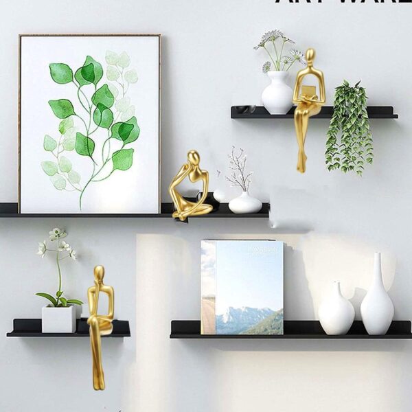 Gold Home Decor Large Thinker Statue Accents, Set of 3 Thinker Sculptures Office Decor Modern Abstract Resin Decoration on Shelf Table Desk for Living Room Office Bedroom - Image 7