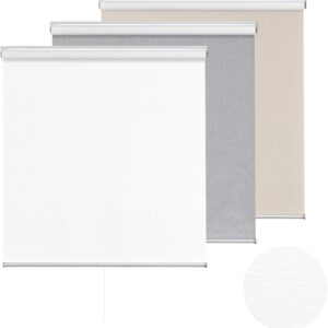 ChrisDowa Cordless 100% Blackout Roller Shade Thermal Insulated UV Protection with Striped Jacquard Fabric White Blackout Blinds for Indoor Window Shades Pull Down for Home and Office, 22" W x 72" H