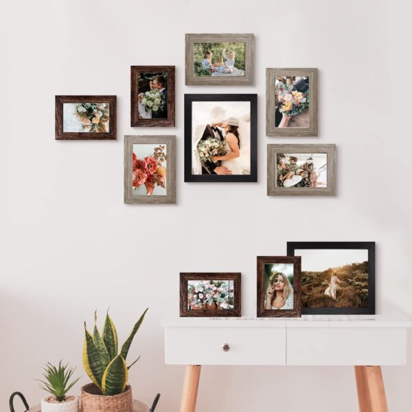 LUCKYLIFE Picture Frame Set 10-Pack, Gallery Wall Frame Collage with 8x10 5x7 4x6 Frames in 3 Different Finishes - Image 4