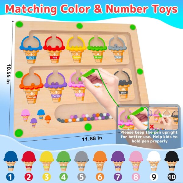 Magnetic Color & Number Maze - Montessori Wooden Color Matching Learning Counting Puzzle Board - Toddler Fine Motor Skills Toys for Boys Girls 3 4 5 Years Old - Image 2