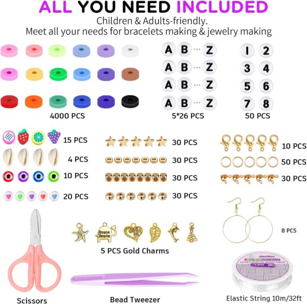 Gionlion Friendship Bracelet Kit Concert Bracelets Merch, 5200 Pcs Clay Beads Bracelet Making Kit for Beginner, DIY Arts and Crafts Teen Girl Gifts Toys for Ages 6-13 - Image 4